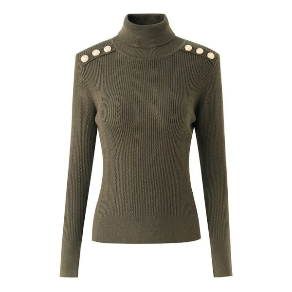 Long Sleeve Knitted Turtleneck - Multiple Colors