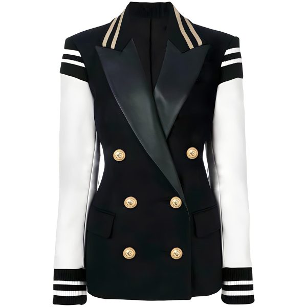 Faux Leather Varsity Blazer